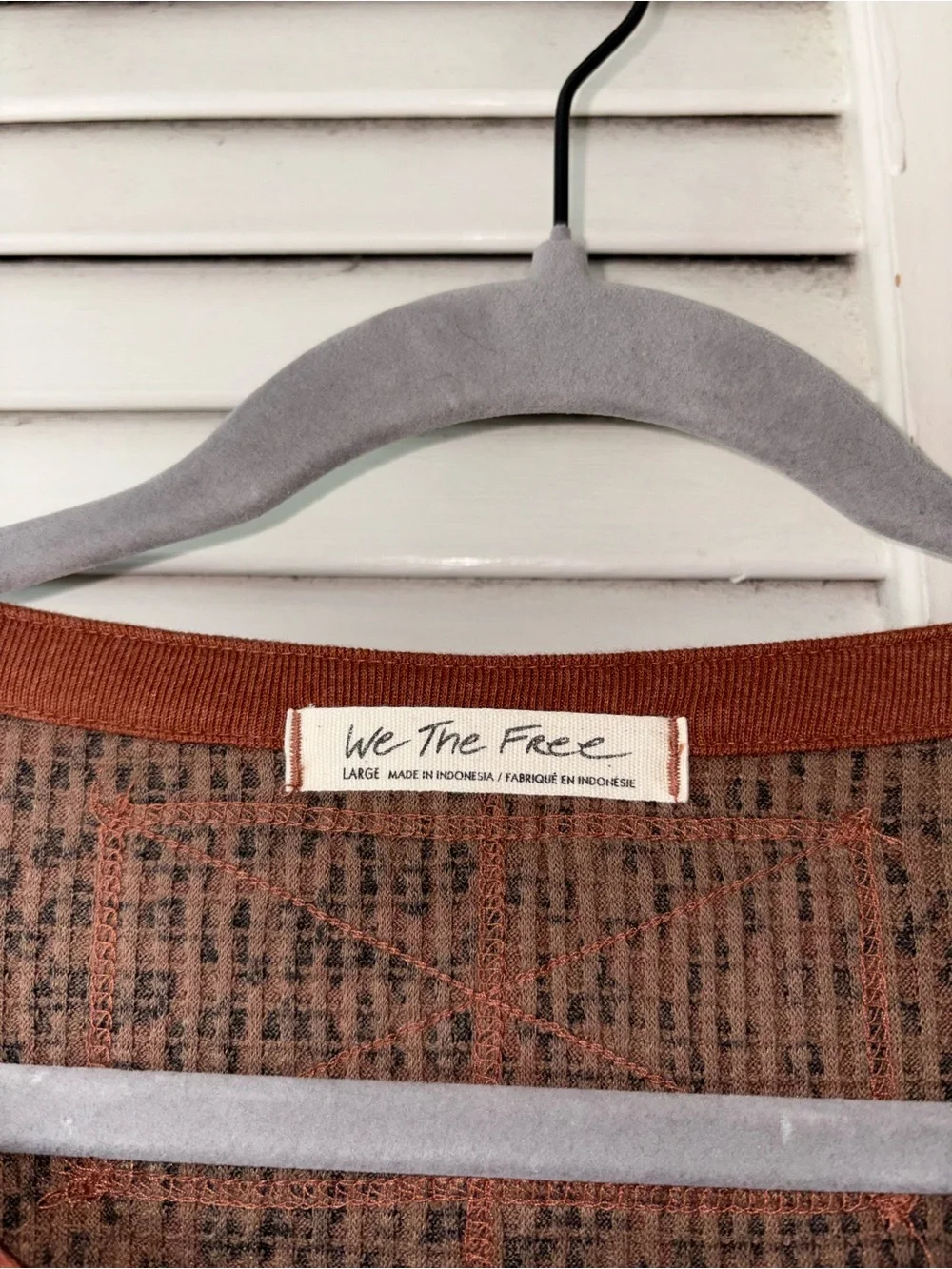 Free People We The Free First Kiss Thermal Henley Leopard Print Top Large